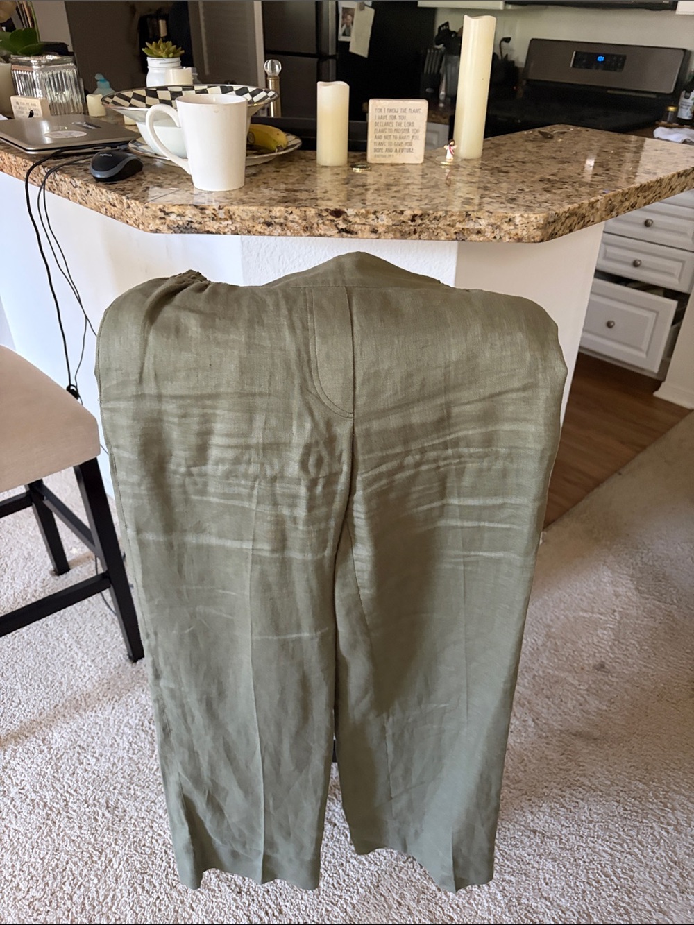 Women’s  Olive Green Linen Blend Pants